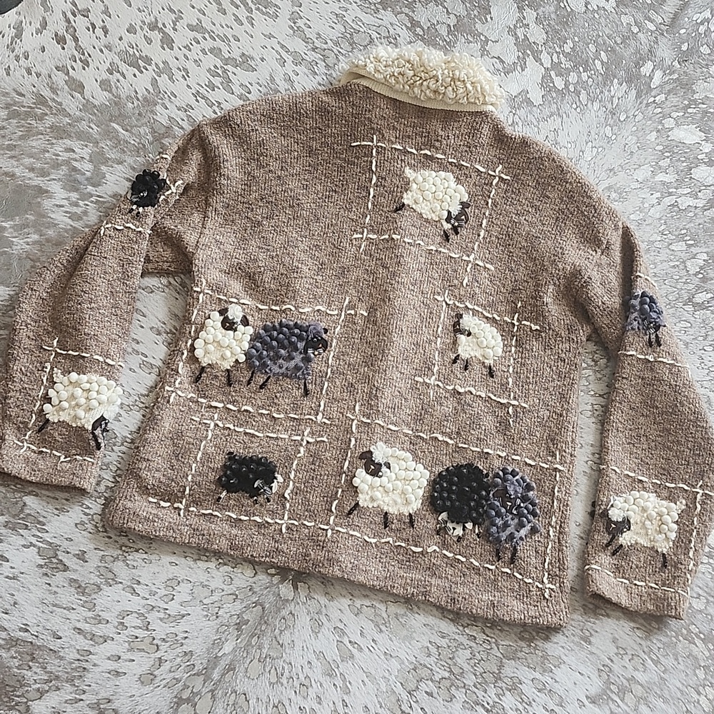 Vintage Design Options by Philip & Jane Gordon Sheep Cardigan SzM - Picture 8 of 8